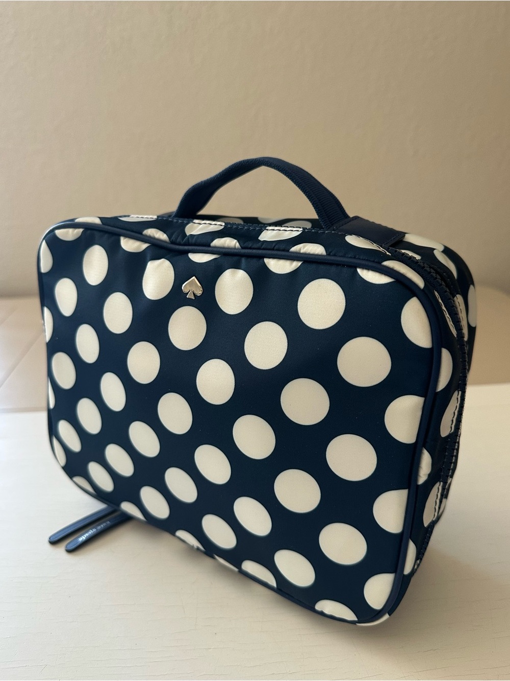 Kate Spade Jae Seaside Navy & White Polka Dot Cosmetic Case